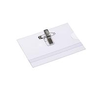 EUROPEL Lot de 24 Porte-badges 90×60 mm - Grand format, pince crocodile + épingle de sécurité + inserts vierges inclus, PVC transparent, pour conférence, salon et événement