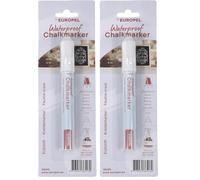 Europel Marqueur Craie Blanc Indélébile Pointe 6 mm, Feutre Craie Liquide pour Fenêtres Verre Ardoises Tableaux, Marqueur Professionnel pour Restaurant Commerce Bureau Intérieur Extérieur (Lot de 2)