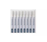 EUROPEL Marqueurs Craie Blanc 6 mm Lot de 8 Effaçables pour Verre Vitrine Ardoise Menu Restaurant Hôtel Pointe Réversible Ronde et Biseautée Qualité Professionnelle