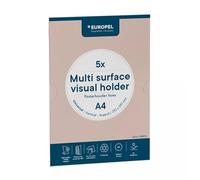 EUROPEL Porte affiche A4 autocollant, lot de 5 pièces, porte documents transparent autocollant, support mural sans perçage pour bureau, école, commerce de détail et restauration.