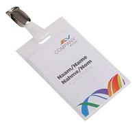 EUROPEL Porte-badges avec Pince Combinée & Feuilles d’Insertion de Cartes Blanches (Pack de 24) | Porte-badge Vertical pour École, Collèges, Bureaux & Événements d’Entreprise | 60 x 90 mm, 121287