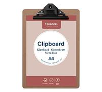 EUROPEL Porte-bloc en bois, Planche Rigide Durable avec Pince Métallique Noire et Oeillet de Suspension, A4 Porte-document pour cole, Bureau, Entreprise, Restaurant, Entrepôt, Portrait