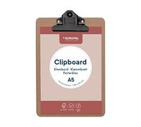 EUROPEL Porte-bloc en bois, Planche Rigide Durable avec Pince Métallique Noire et Oeillet de Suspension, Porte-bloc A5 et Porte-document pour cole, Bureau, Entreprise, Restaurant, Entrepôt