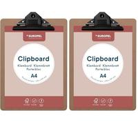 EUROPEL Porte-bloc en bois, Planche Rigide Durable avec Pince Métallique Noire et Oeillet de Suspension, A4 Porte-document pour cole, Bureau, Entreprise, Restaurant, Entrepôt, Portrait