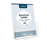 EUROPEL Porte-brochure A4, compartiment Cartes de Visite, Acrylique transparent, Présentoir de documents, Distributeur pour Dépliants et Menus, Bureau, Restaurant