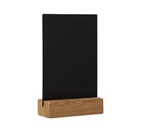 EUROPEL Présentoir de table de luxe style ardoise A6 vertical, pied en bois de chêne certifié FSC, pour marqueur à base d'eau, présentation recto-verso, pour restaurant, hôtel, conférence, festivals