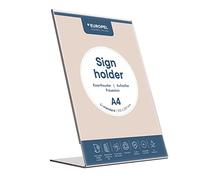 EUROPEL Présentoir de table, L-Standard, format A4, Portrait, Support de document, menu et dépliant, en Acrylique transparent, pour restaurants, hôtels, conférence et réception, à poser