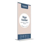 EUROPEL Présentoir de table T-Standard 105 x 210 mm, Acrylique transparent, Support d'affichage double face pour affiches, menus et dépliants avec base en aluminium, Conception autoportante 350058