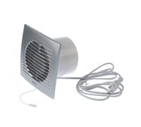 Europlast Ø 100mm Extracteur d'Air Silencieux - Ventilateur Salle de Bain Argent - Ventilateur Mural pour Cuisine WC Salle de Bain - Avec Câble
