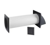 EUROPLAST Ø100 mm VMC Double Flux Décentralisée à Récupération de chaleur - Anthracite Aérateur Mural échangeur Céramique Jusqu'à 85%, Chambre Salle de Bain Cuisine Rénovation Neuf, Interrupteur Mural