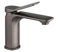 EUROSANIT mitigeur de lavabo gris métal LIMA hauteur sous bec 101 mm - Robinet salle de bains au design original, manette orientée, en laiton durable/compatible eau potable, Installation Facile