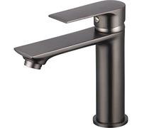 EUROSANIT robinet de lavabo gris métal NYTIA | Mitigeur de Salle de Bains au design chic avec hauteur de bec confortable | Corps en laiton compatible eau potable