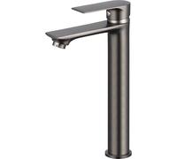 EUROSANIT robinet de lavabo haut gris métal NYTIA | Mitigeur de Salle de Bains avec hauteur adaptée à la vasque à poser | Corps en laiton compatible eau potable