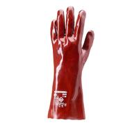 Eurotechnique - LOT DE 10 PAIRES DE GANTS PVC ROUGE SUR SUPPORT COTON 3635 DE EUROTECHNIQUE Taille - 9, Longueur - 35cm
