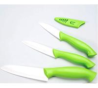 Eurotel Set de 3 - Couteaux Céramique Couleur Vert - Universel 12,5 + Fruits 10 + Office 8 cm - Manche Ergonomique - Avec Etui de Protection
