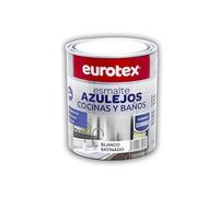 EUROTEX Peinture pour carrelage à l'eau avec très bonne adhérence sans apprêt - Disponible dans une grande variété de couleurs - Brillant ou satiné - Format 750 ml (gris ciment satiné)