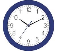 Eurotime 52800-08-4 Horloge murale radio-pilotée avec boîtier en plastique et verre véritable bombé avec changement automatique d'heure d'été et d'hiver Cadran transparent 30 cm Bleu foncé