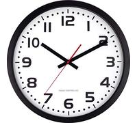 Eurotime Horloge murale radio-pilotée 40 cm avec cadre en métal noir, verre véritable, cadran transparent à 12 chiffres, changement automatique de l'heure et de l'heure, pour salon ou bureau, secondes