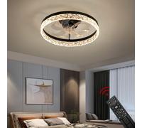 Eurotondisplay Ventilateur de plafond avec éclairage LED D3304 Plafonnier Ø 50cm 60W avec télécommande Couleur de lumière/luminosité réglables LED Plafonnier fan light ceiling (D3304)