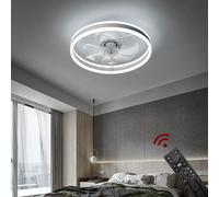 Eurotondisplay Ventilateur de plafond avec éclairage LED D3305 Plafonnier Ø 50cm 96W Télécommande Couleur de lumière/luminosité réglables LED Plafonnier fan light ceiling (D3305)