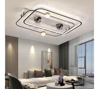 Eurotondisplay Ventilateur de plafond oscillant avec éclairage LED avec télécommande, couleur de la lumière/luminosité réglable, 6 vitesses, minuterie 2 heures, mode été et hiver (YT3306-CFX)