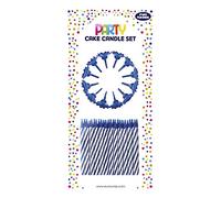 Eurowrap 12627-BC - Un Lot De 24 Bougies D'Anniversaire + 12 Porte-Bougies - Couleur : Bleu - Bougies D'anniversaire, Anniversaire, Happy Birthday