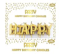 EUROWRAP 24330-GC - Bougies Lettres Happy Birthday Métallisées Or