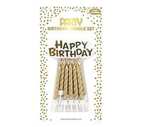 EUROWRAP 26577-GC - Lot 12 Bougies Or + 12 Supports Happy Birthday