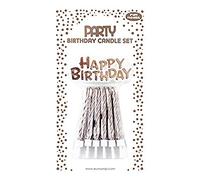EUROWRAP 26820-RGC - Lot 12 Bougies Or Rose + 12 Supports Happy Birthday