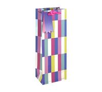Eurowrap - 35471-4Cpack - Un lot de 6 Sacs Cadeaux adulte - Format Bouteille - 12,7x9x35,5cm - 210g - Motif : Rayures holographiques - Idéal pour : bouteilles vins, champagne