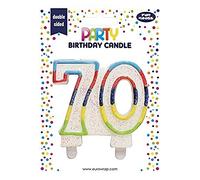 Eurowrap 6834-70C - Une Bougie Anniversaire - Nombre 70 - Décoration Pour Gateaux, Topper Pour Gateaux, Anniversaires Enfants Et Adultes