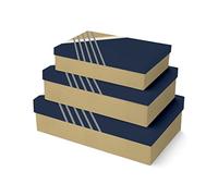 Eurowrap K-30744-BXC - Un Lot De 3 Boites Carrées Empilables En Carton - Boite à - Motifs Pour Adultess - Motif : Moderne - Idéal Pour : Rangement, Décoration, Boite Cadeau