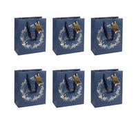 Eurowrap - X-29133-3Cpack - Un lot de 6 sacs cadeaux Noël - Formats moyens 21,5x10,2x25,3cm - Courrone Noël - Qualité supérieure, résistant :210g - idéal pour : livre, jeux, petits coffrets