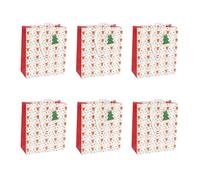 Eurowrap - X-29505-3Cpack - Un lot de 6 sacs cadeaux Noël - Formats moyens 21,5x10,2x25,3cm - Merry Christmas - Qualité supérieure, résistant :210g - idéal pour : livre, jeux, petits coffrets