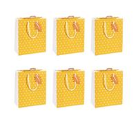 Eurowrap - X-30873-3Cpack - Un lot de 6 sacs cadeaux Noël - Formats moyens 21,5x10,2x25,3cm - Étoiles - Qualité supérieure, résistant :210g - idéal pour : livre, jeux, petits coffrets