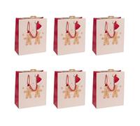 Eurowrap - X-30900-3Cpack - Un lot de 6 sacs cadeaux Noël - Formats moyens 21,5x10,2x25,3cm - Pain d'épices - Qualité supérieure, résistant :210g - idéal pour : livre, jeux, petits coffrets