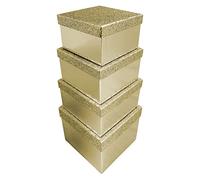 Clairefontaine Boîtes cadeau Eurowrap X-31052-BXC – Lot 4 boîtes carrées pailletées or empilables