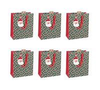 Eurowrap - X-32793-3Cpack - Un lot de 6 sacs cadeaux Noël - Formats moyens 21,5x10,2x25,3cm - Père-Noël - Qualité supérieure, résistant :210g - idéal pour : livre, jeux, petits coffrets