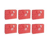 Eurowrap - X-32814-6Cpack - Un lot de 6 sacs cadeaux Noël - Grands formats 37,3x11,8x27,5cm - Étoiles - Qualité supérieure, résistant :210g - idéal pour : jeux de société, puzzles, coffrets