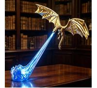 Eurpand Lampe d'Étagère Dragon Fantasy LED, Sculpture 3D Dragon Cracheur de Feu, Lampe de Bibliothèque Décorative Bureau VEILLEUSE