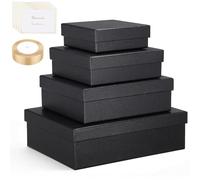 EUSOAR Boite Cadeau avec Couvercle - 4 Pack Boites Cadeaux Noir - Emballage Cadeau Carton Coffret pour Mariage Presents - Noire Papier Spécial Carton Gift Boxes pour Bijoux Cadeaux