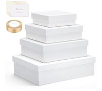 EUSOAR Boite Cadeau Blanche - Lot de 4 Coffrets Cadeaux de Différentes Tailles - Boites Cadeaux avec Couvercle - Blanc Carton Cadeau Emballage Coffret pour Wedding Mariage Bijoux