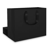 EUSOAR Lot de 10 sacs cadeaux en papier kraft avec anse - 250 g/m² - Taille M - 27 x 8 x 21 cm - Avec poignée - Noir