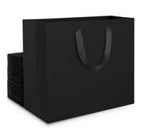 EUSOAR Pochette Cadeau - 30 PCS Noir Sac Kraft avec Poignée - 32x11.5x28cm L Grand Sacs en Papier 250GSM - Noir Gift Bags Pochette Cadeaux pour Emballages