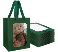 EUSOAR Pochette Cadeau Vert Foncé - 20 Pack 230GSM Sacs en Papier avec Fenêtre - 18x13x25cm Gift Bags pour Anniversaire Fête - Sac Cadeaux Kraft avec Poignée pour Emballage