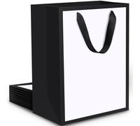 EUSOAR Sac Cadeau Noir et Blanc - Lot de 10 Sac Cadeau Mariage Vertical S 15x6x20cm - White Black Gift Bags - 230GSM Pochette Emballage en Papier Petit Format Premium Blanc Anniversaire Homme Mariage