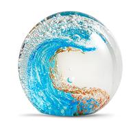 EUSTUMA Figurines en Verre Soufflé à la Main en Forme de Boule de Vagues de l'Océan - Presse-Papier pour Bureau, Décoration d'Intérieur, Objet de Collection, Décoration d'Aquarium