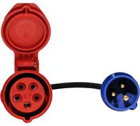 EV EXPERT WALTHER Adaptateur de qualité supérieure de fiche Schuko 16 A vers prise CEE 16-32 A 5 broches 0,5 m IP44 CE (32 A 3 broches -> 32 CEE)