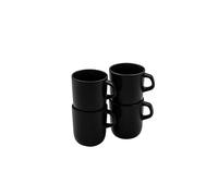 Eva Solo Nordic Kitchen Lot de 4 tasses à café en céramique de 40 cl Passe au lave-vaisselle et au micro-ondes Noir Design danois Fonctionnalité et qualité