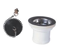 Wirquin Bonde pour évier de cuisine 30723223 1 bac Ø50 mm avec bouchon sans trop-plein blanc